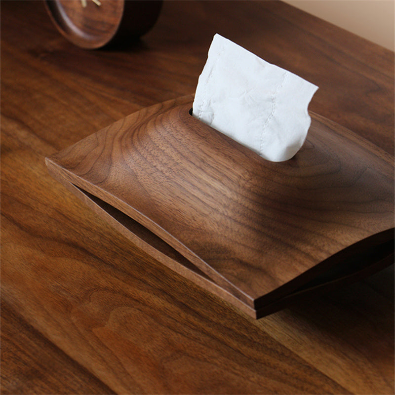 Hills Solid Wood Desktop Tissue Box Walnut Paper Drawer