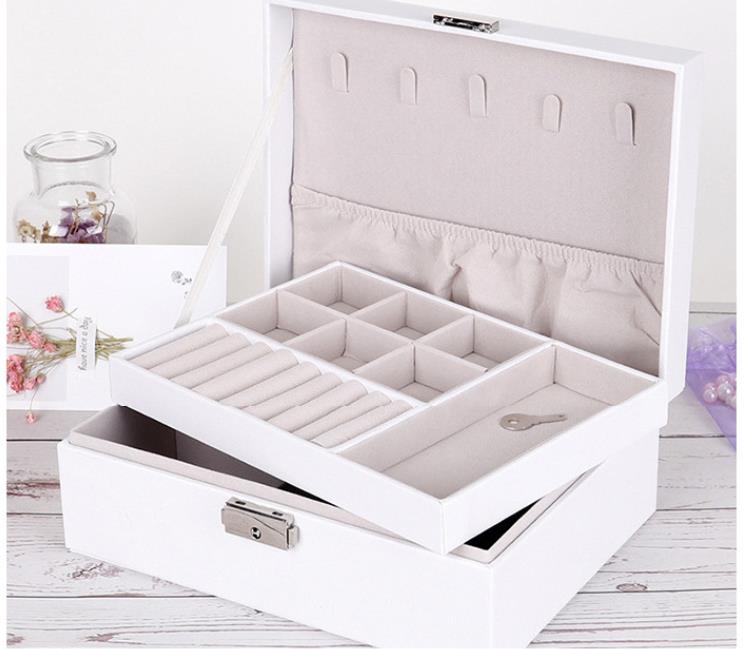 Jewelry Box with Lock Double Layer