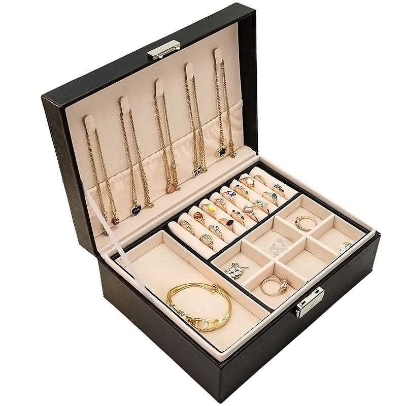 Jewelry Box with Lock Double Layer