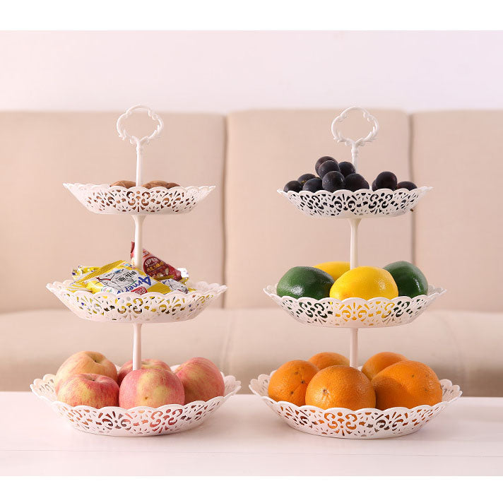 Three-Layer Platter for Fruits and Snacks