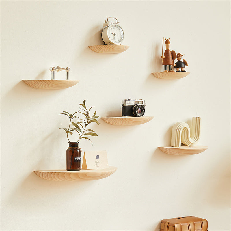 Wooden Semicircle Wall Shelf Background