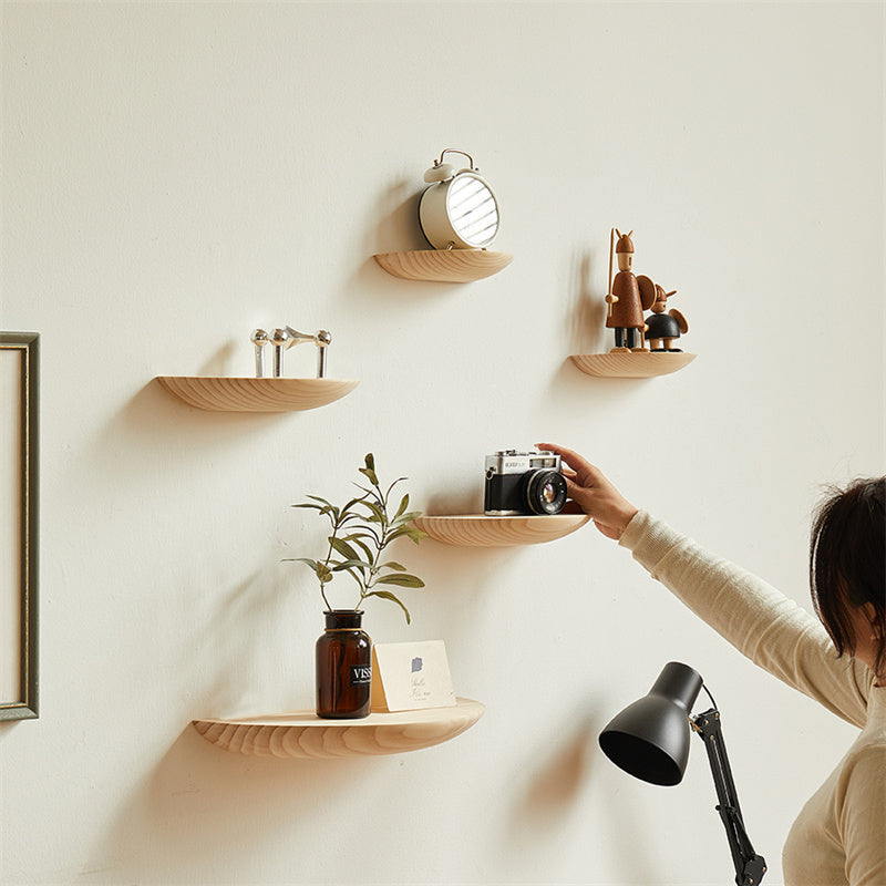 Wooden Semicircle Wall Shelf Background