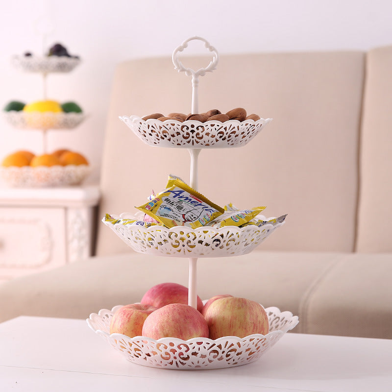 Three-Layer Platter for Fruits and Snacks