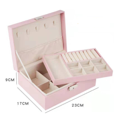 Jewelry Box with Lock Double Layer