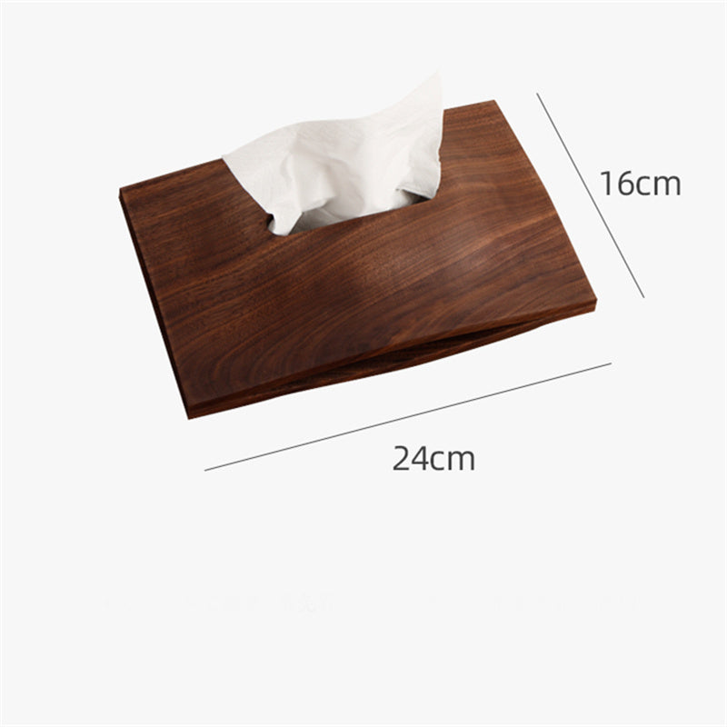 Hills Solid Wood Desktop Tissue Box Walnut Paper Drawer