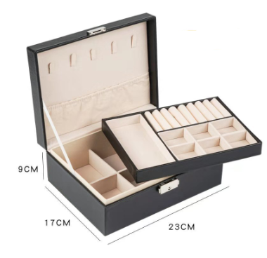 Jewelry Box with Lock Double Layer